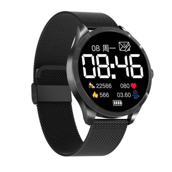 Montre connectée femme sport noir et or